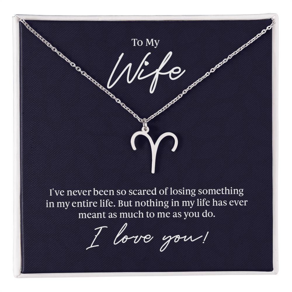 To My Wife Loss Sympathy Aries Zodiac Necklace Silver Tone Standard Box